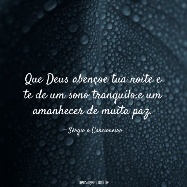 Que Deus abençoe tua noite e te de um sono tranquilo
