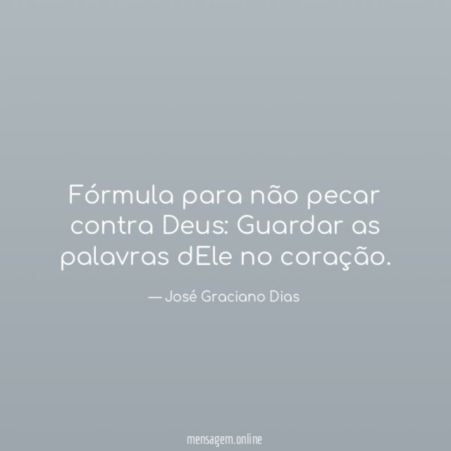 Fórmula para não pecar contra Deus