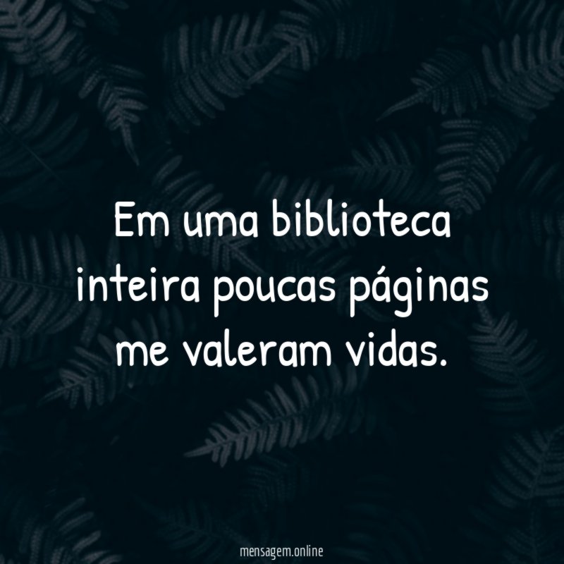 Em uma biblioteca inteira poucas páginas me valeram vidas