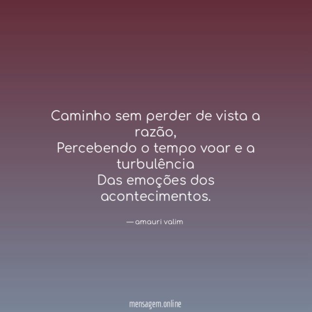 Caminho sem perder de vista a razão