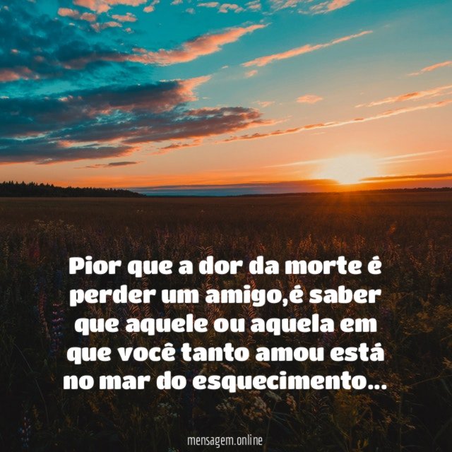 Pior que a dor da morte é perder um amigo