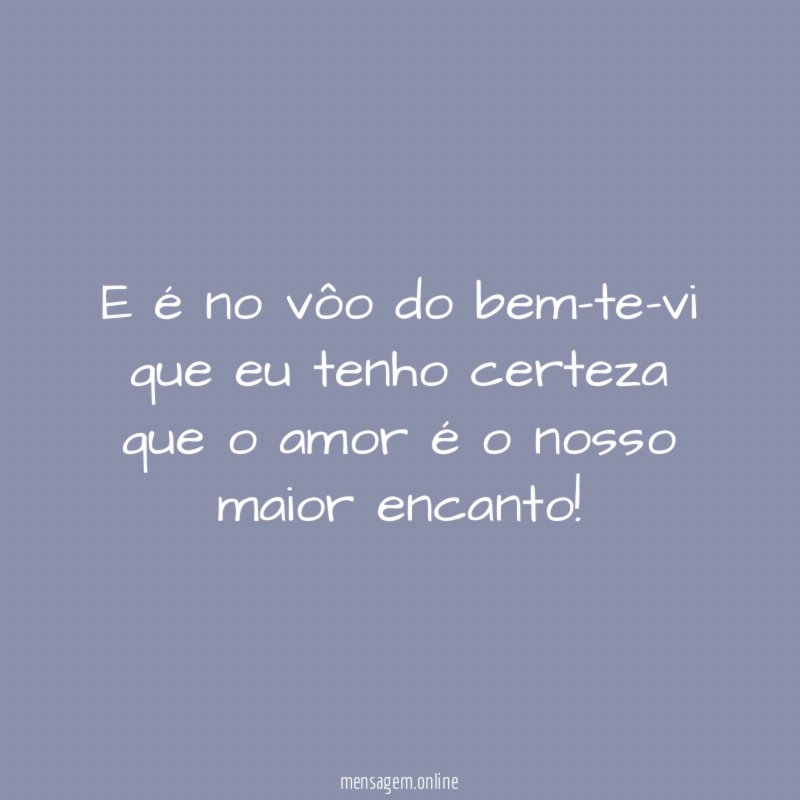 E é no vôo do bem-te-vi que eu