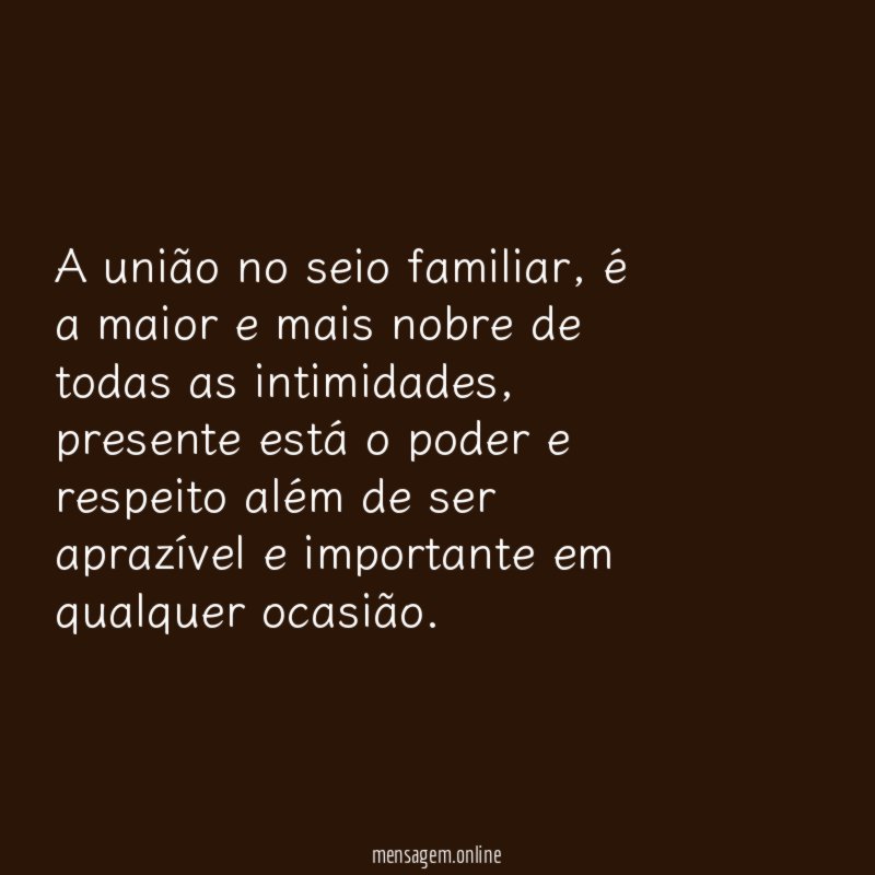 A união no seio familiar
