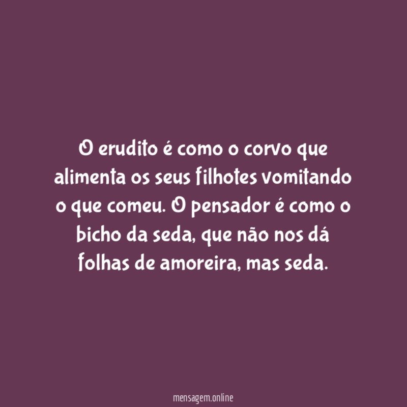 O erudito é como o corvo que alimenta