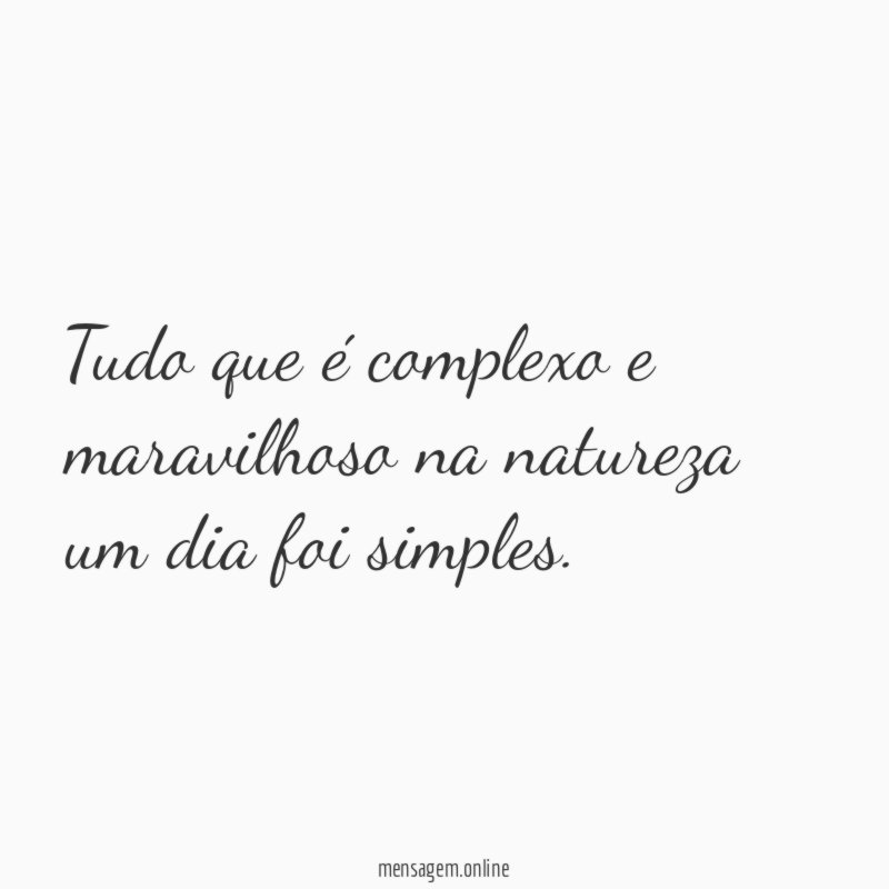 Tudo que é complexo e maravilhoso na natureza um dia foi simples