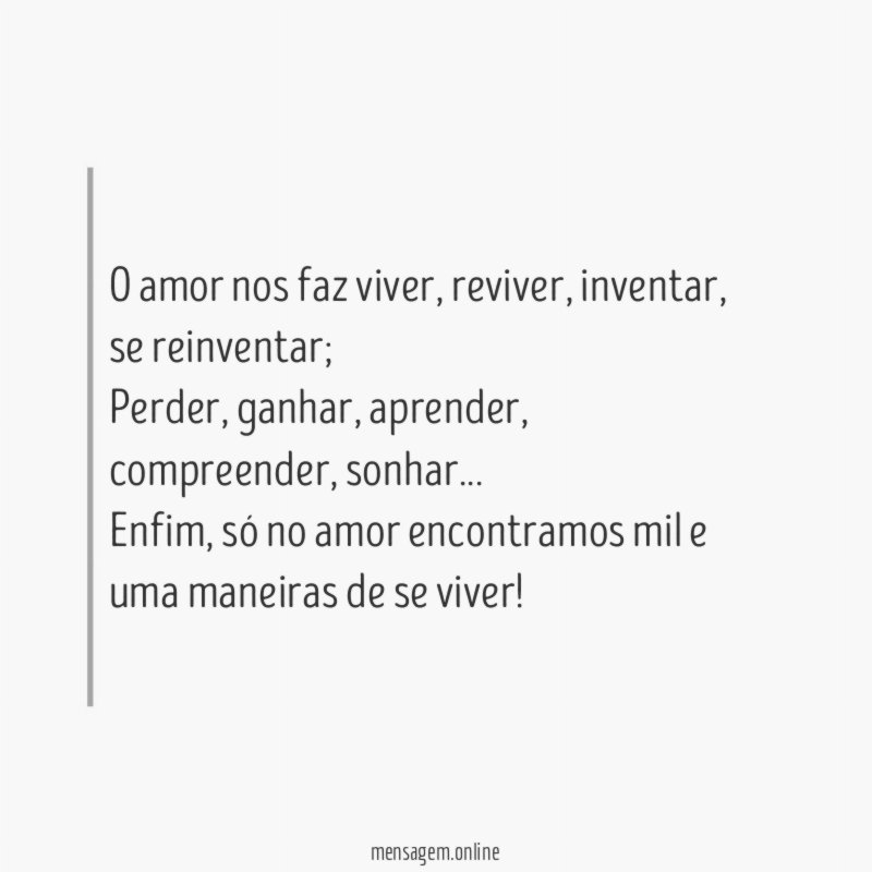 O amor nos faz viver