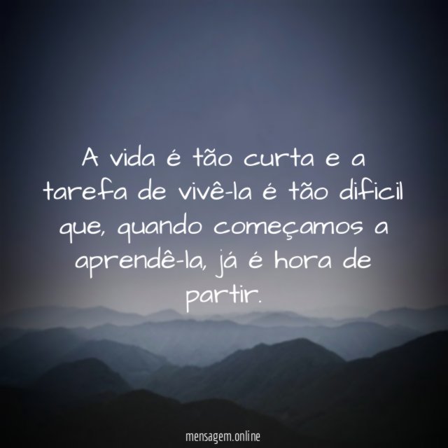 A vida é tão curta e a tarefa