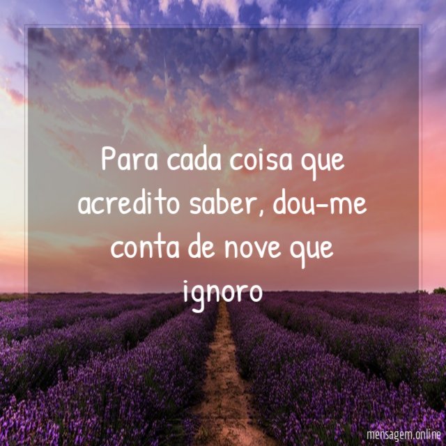 Para cada coisa que acredito saber