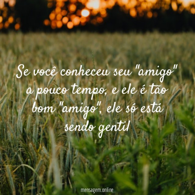 Se você conheceu seu "amigo" a pouco tempo