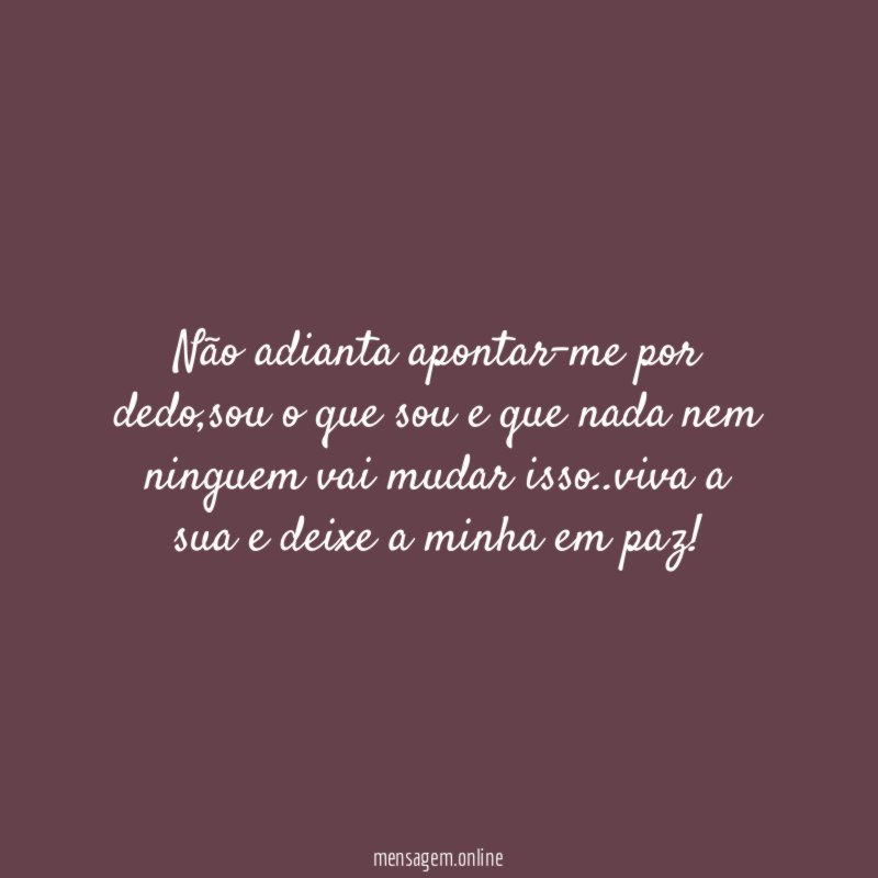 Não adianta apontar-me por dedo