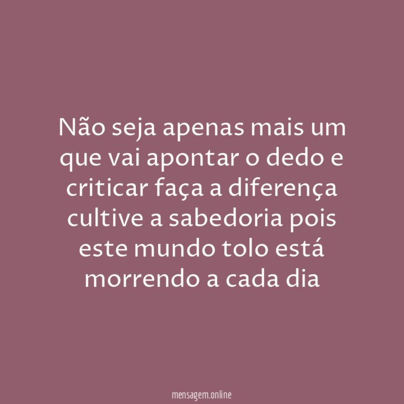 Não seja apenas mais um que vai apontar