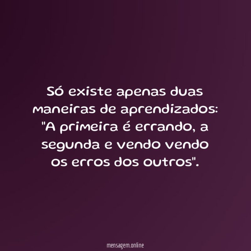 Só existe apenas duas maneiras de aprendizados