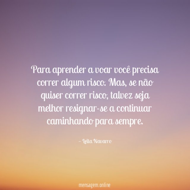Para aprender a voar você precisa correr algum risco