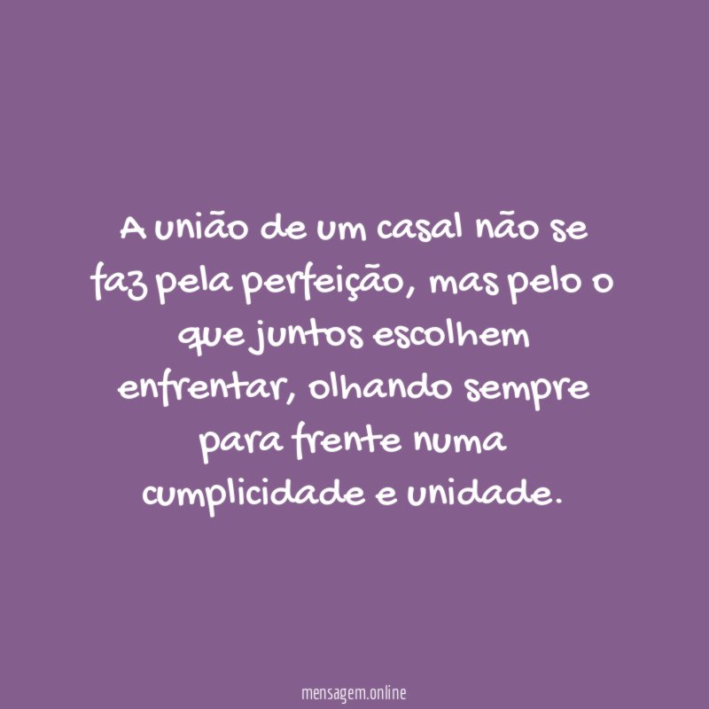 A união de um casal não se faz