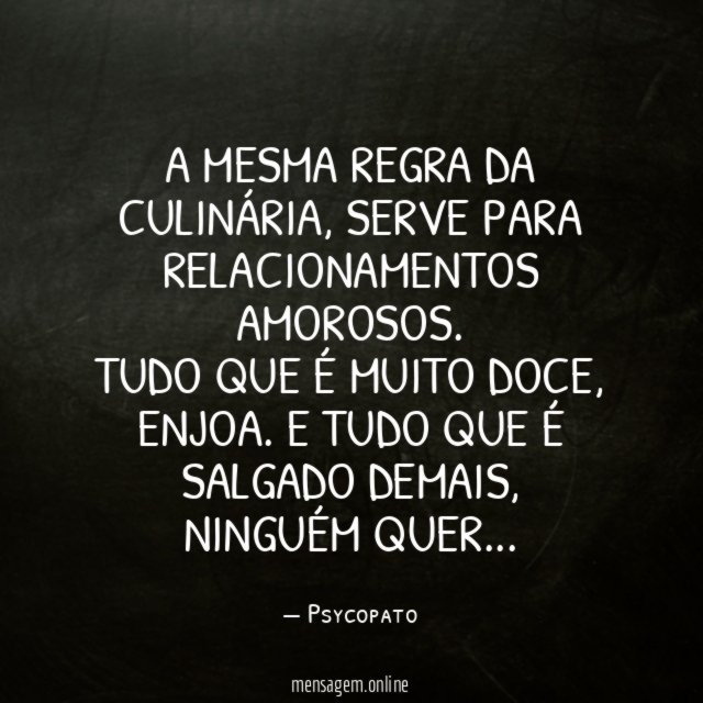 A mesma regra da culinária