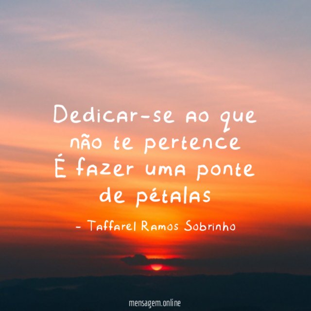 Dedicar-se ao que não te pertence É fazer uma