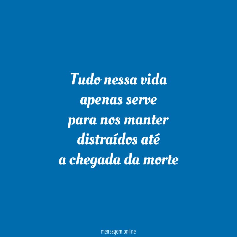 Tudo nessa vida apenas serve para nos manter distraídos até a chegada