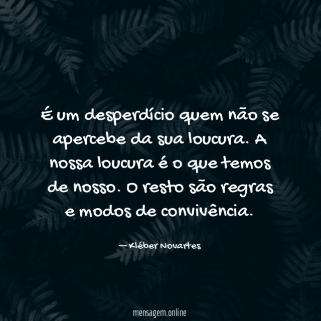 É um desperdício quem não se apercebe da sua loucura