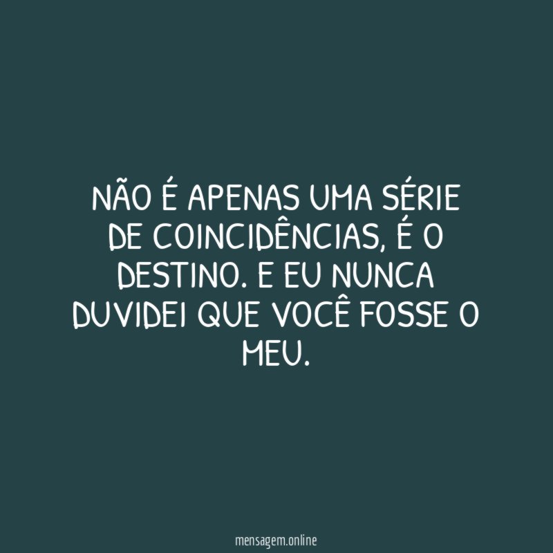 Não é apenas uma série de coincidências