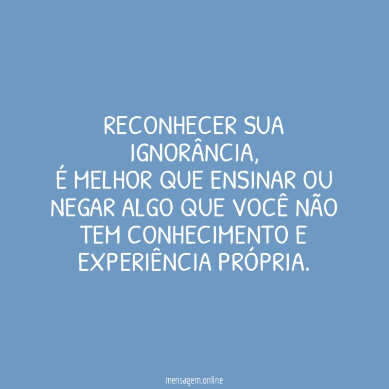 Reconhecer sua ignorância