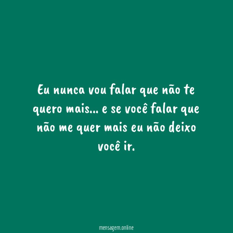 Eu nunca vou falar que não te quero mais