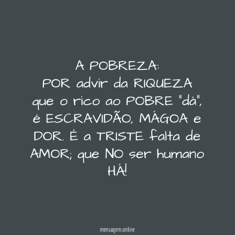A POBREZA