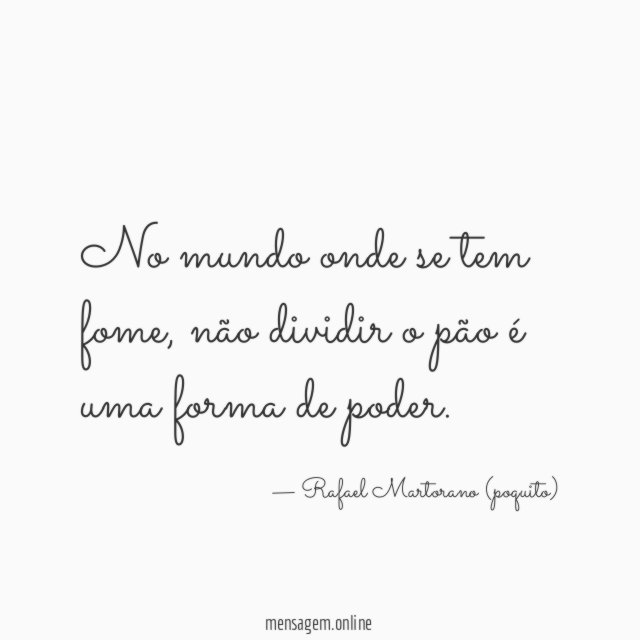 No mundo onde se tem fome