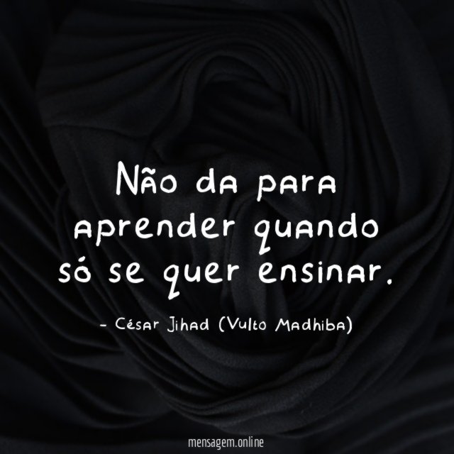Não da para aprender quando só se quer ensinar
