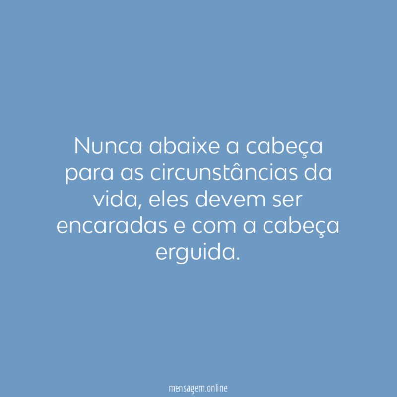 Nunca abaixe a cabeça para as circunstâncias da vida