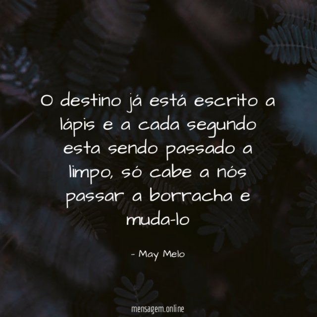 O destino já está escrito a lápis