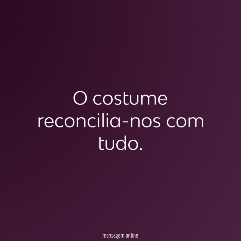 O costume reconcilia-nos com tudo