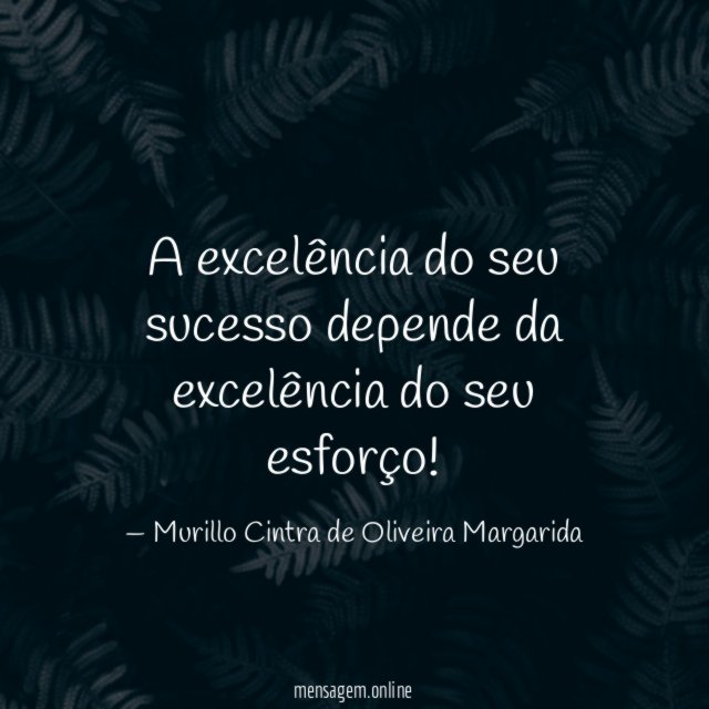 A excelência do seu sucesso depende da excelência