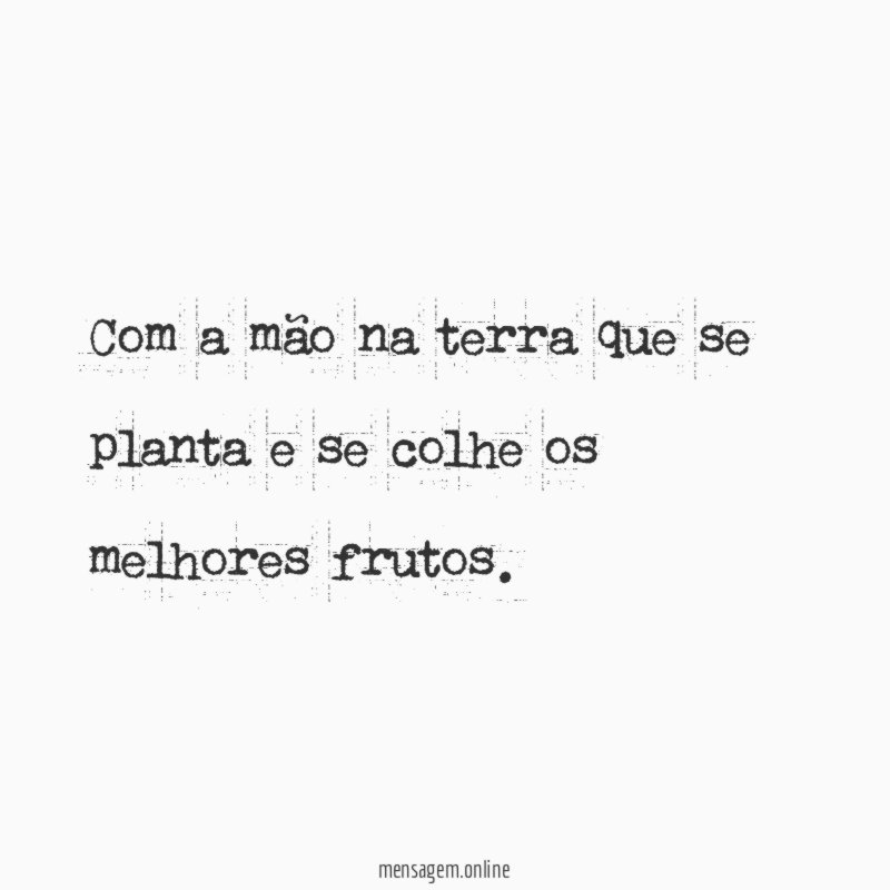 Com a mão na terra que se planta