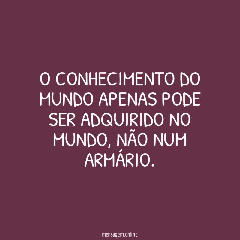 O conhecimento do mundo apenas pode ser adquirido no mundo
