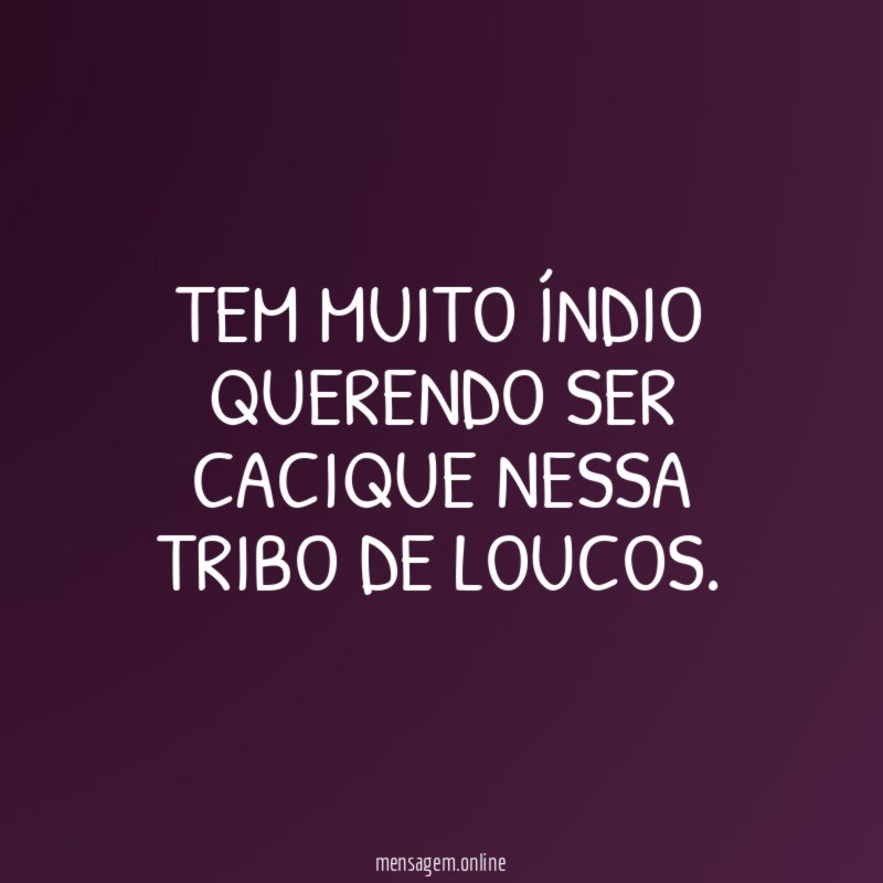 Tem muito Índio querendo ser Cacique nessa tribo de loucos