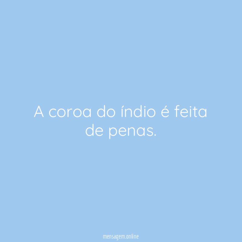 A coroa do índio é feita de penas