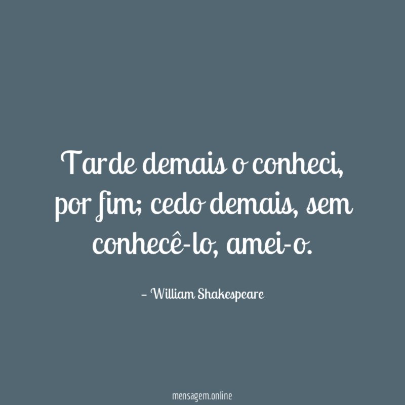 Tarde demais o conheci
