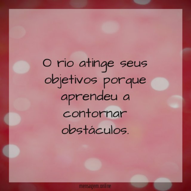 O rio atinge seus objetivos porque aprendeu a contornar obstáculos