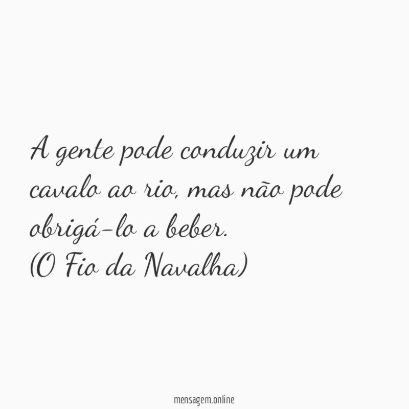 A gente pode conduzir um cavalo ao rio