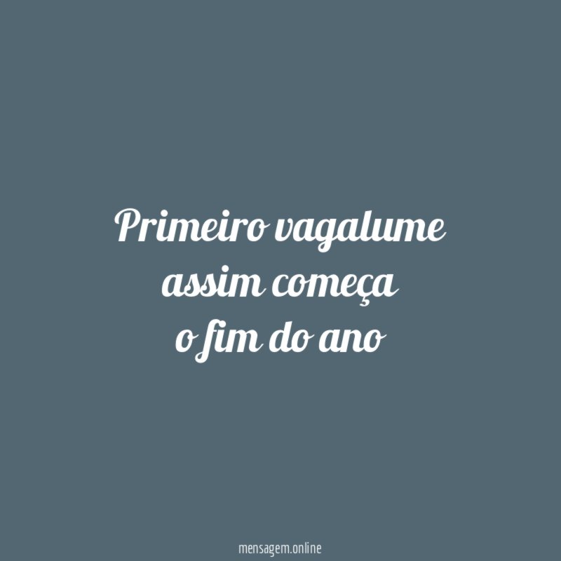 primeiro vagalume assim começa o fim do ano