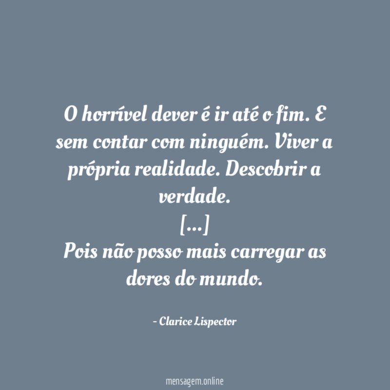 O horrível dever é ir até o fim