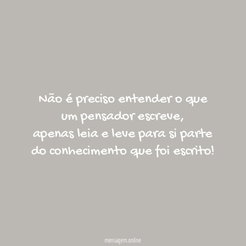 Não é preciso entender o que um pensador escreve