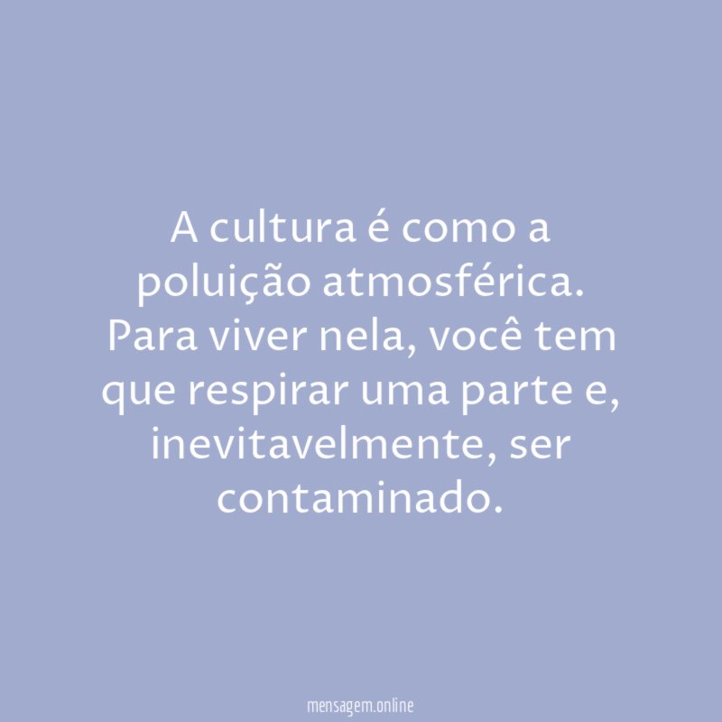 A cultura é como a poluição atmosférica