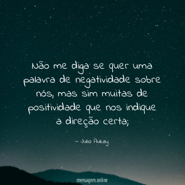 Não me diga se quer uma palavra de