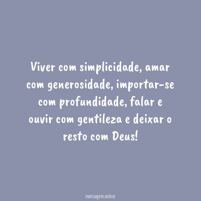 Viver com simplicidade