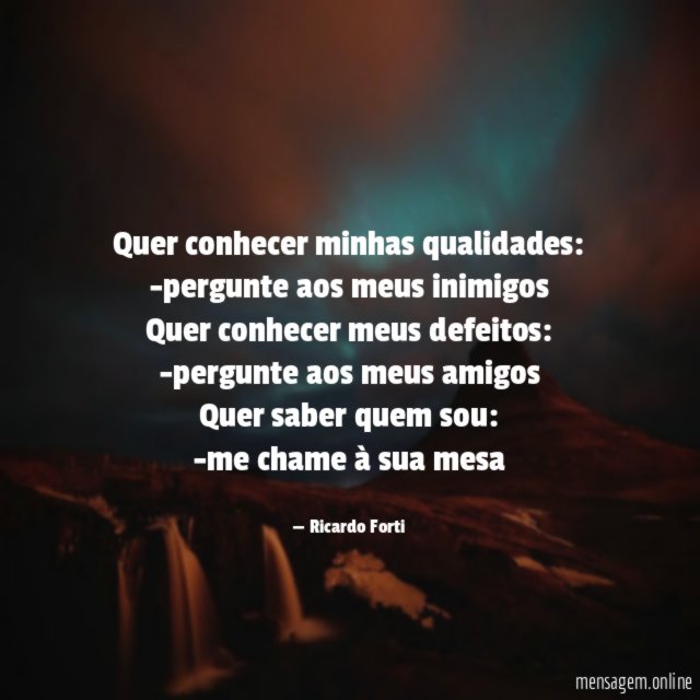 Quer conhecer minhas qualidades:
-pergunte aos meus inimigos