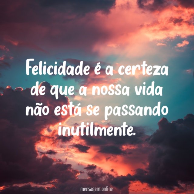 Felicidade é a certeza de que a nossa