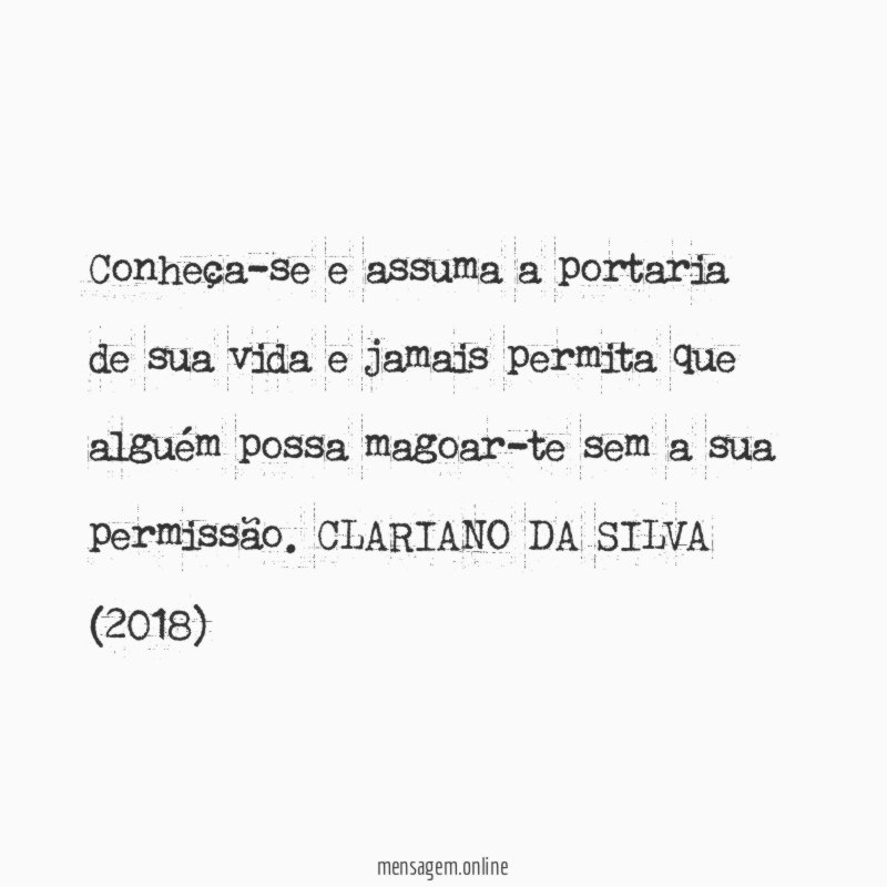 Conheça-se e assuma a portaria de sua vida