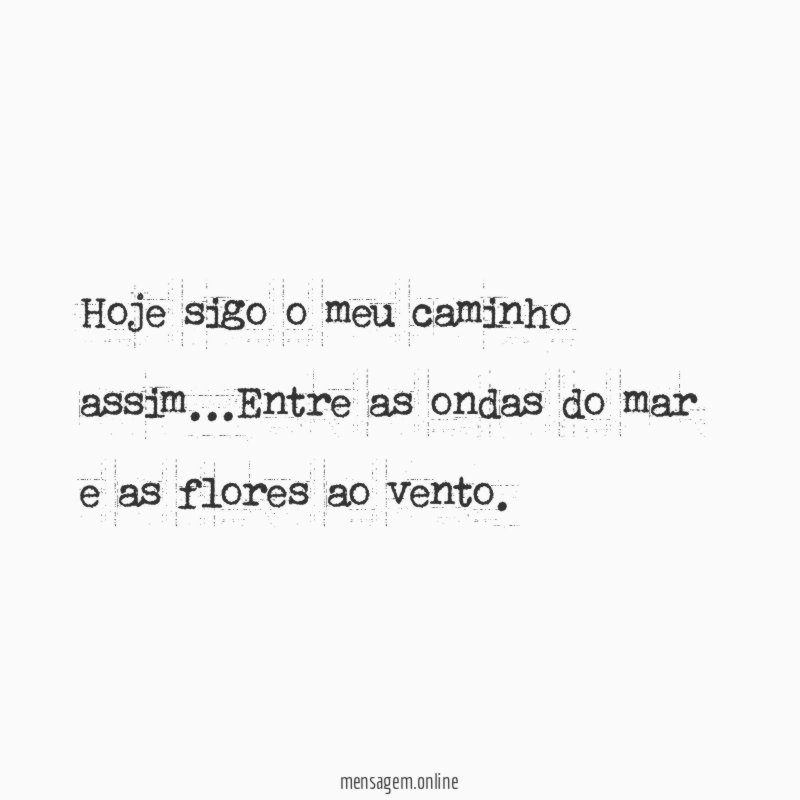Hoje sigo o meu caminho assim