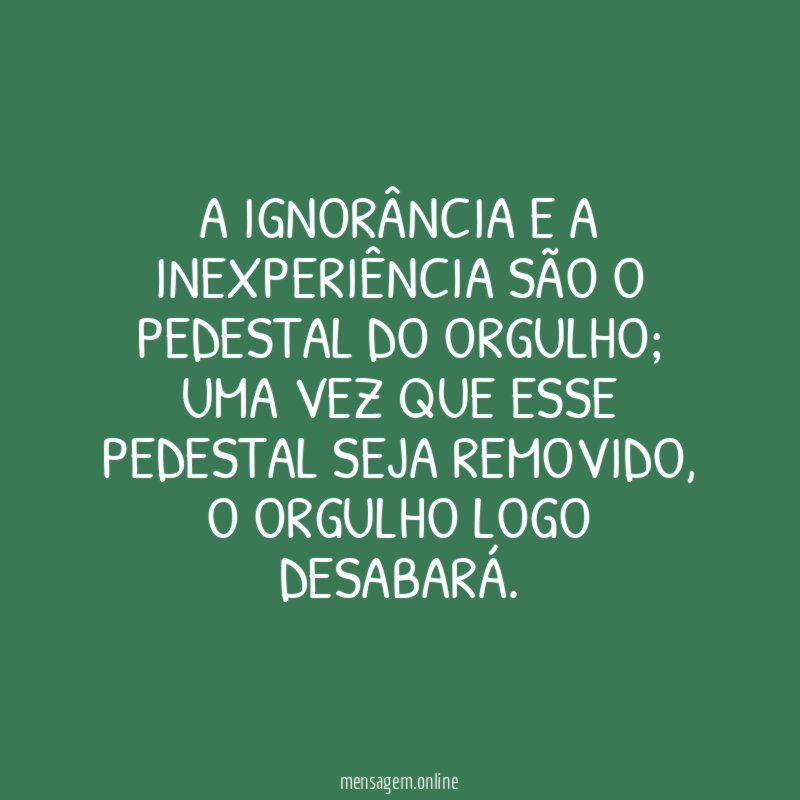 A ignorância e a inexperiência são o pedestal